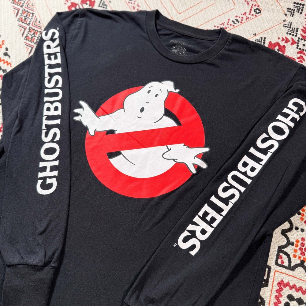 Ghostbusters Long‎ Sleeve Graphic T-Shirt Black Mens Large Chemistry Movie Tee